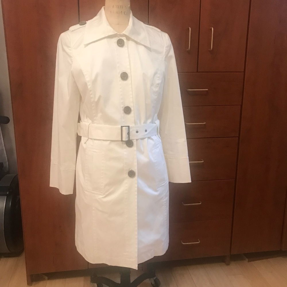 Sigrid Olsen white belted trench coat Size M